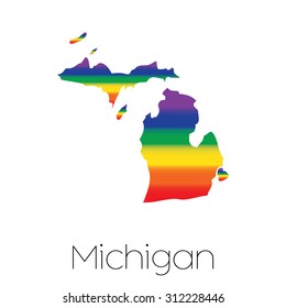 An LGBT Flag inside the State of Michigan