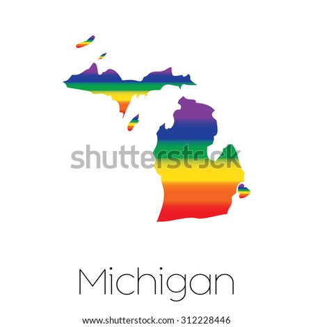 An LGBT Flag inside the State of Michigan
