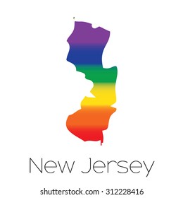 An LGBT Flag inside the State of New Jersey