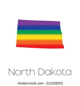 An LGBT Flag inside the State of North Dakota