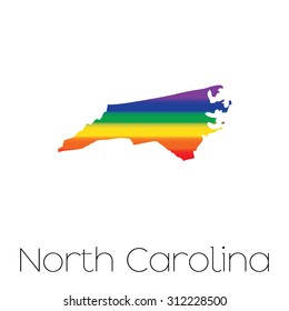 An LGBT Flag inside the State of North Carolina