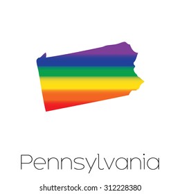 An LGBT Flag inside the State of Pennsylvania