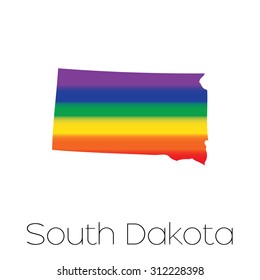 An LGBT Flag inside the State of South Dakota