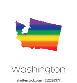 An LGBT Flag inside the State of Washington