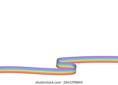 LGBT flag isolated on transparent background. Pride month waving ribbon. Vector illustration.