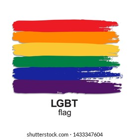 LGBT flag isolated on white background. Gay pride symbol. Design element for banner, poster or leaflet. Grunge style.