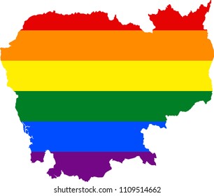 LGBT flag map of Cambodia