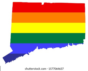 LGBT flag map of Connecticut Vector illustration Eps 10