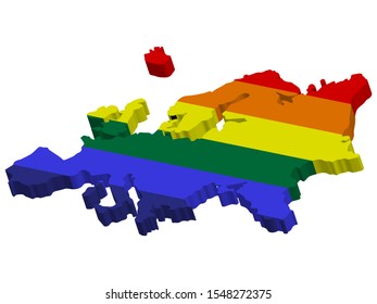 LGBT flag map of Europe Vector 3D