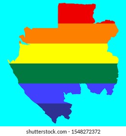 LGBT flag map of Gabon Vector