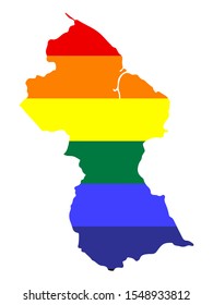 LGBT flag map of Guyana vector