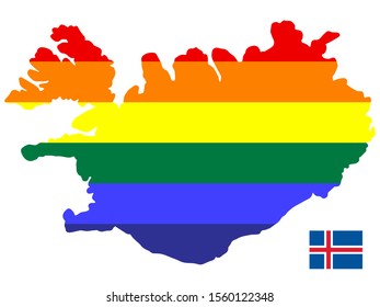 Lgbt Flag Map Of Iceland Vector