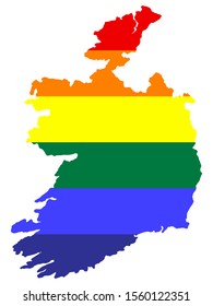 Lgbt Flag Map Of Ireland Vector