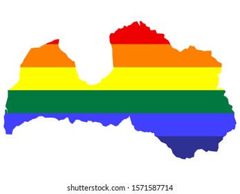 Lgbt Flag Map Of Latvia Vector illustration Eps 10