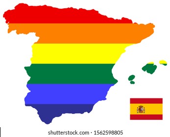 Lgbt Flag Map Of Spain Vector