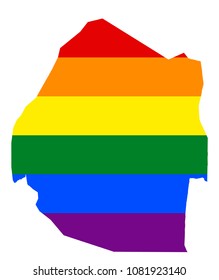 LGBT flag map of Swaziland. Vector rainbow map of Swaziland in colors of LGBT (lesbian, gay, bisexual, and transgender) pride flag.