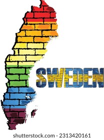 LGBT-Flaggenplan Schwedens auf einer Ziegelwand - Illustration