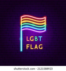 LGBT Flag Neon Label. Vector Illustration of Pride Promotion.