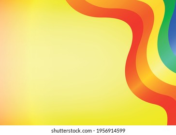 Lgbt flag on yellow background. Vector graphics and design. LGBT Rainbow color flag Pride of Gay, Lesbian wave colorful concept vector background