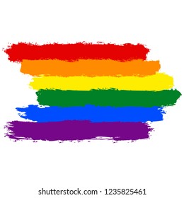 LGBT flag painted with brush strokes. The six color rainbow flag created for popularize and support the LGBT community in social media. Graphic element saved as an vector illustration in file EPS