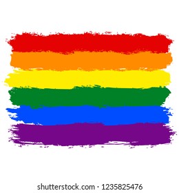 LGBT flag painted with brush strokes. The six color rainbow flag created for popularize and support the LGBT community in social media. Graphic element saved as an vector illustration in file EPS