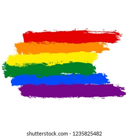 LGBT flag painted with brush strokes. The six color rainbow flag created for popularize and support the LGBT community in social media. Graphic element saved as an vector illustration in file EPS