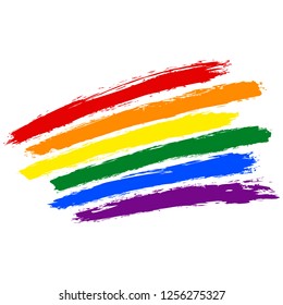 LGBT flag painted with brush strokes. The six color rainbow flag created for popularize and support the LGBT community in social media. Graphic element saved as an vector illustration in file EPS