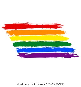 LGBT flag painted with brush strokes. The six color rainbow flag created for popularize and support the LGBT community in social media. Graphic element saved as an vector illustration in file EPS