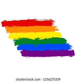 LGBT flag painted with brush strokes. The six color rainbow flag created for popularize and support the LGBT community in social media. Graphic element saved as an vector illustration in file EPS