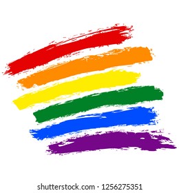 LGBT flag painted with brush strokes. The six color rainbow flag created for popularize and support the LGBT community in social media. Graphic element saved as an vector illustration in file EPS