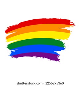 LGBT flag painted with brush strokes. The six color rainbow flag created for popularize and support the LGBT community in social media. Graphic element saved as an vector illustration in file EPS