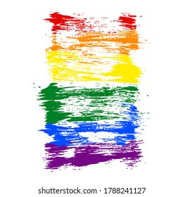 LGBT flag painted with brush strokes. The six color rainbow flag created for popularize and support the LGBT community in social media. Graphic element saved as an vector illustration in file EPS