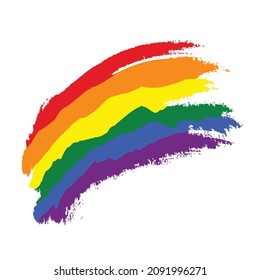 Bandera LGBT pintada con pinceladas. La bandera arcoíris de seis colores creada para popularizar y apoyar a la comunidad LGBT en los medios sociales. Elemento gráfico guardado como ilustración vectorial en EPS de archivo