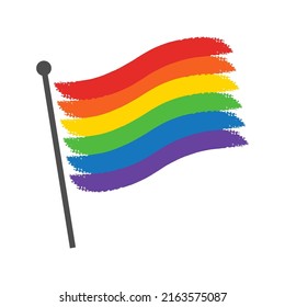 LGBT flag painted with brush strokes isolated on white background