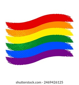 LGBT flag painted with brush strokes isolated on white background