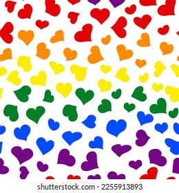 LGBT flag pattern of hearts , beautiful pattern for clothing or free movement packaging 
 female love, male love, gay, lesbian