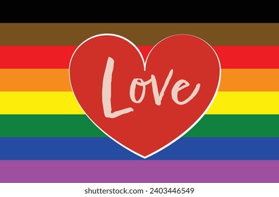 LGBT flag, Philadelphia Pride Flag, rainbow color love symbol, pride month in June, vector illustration. 
