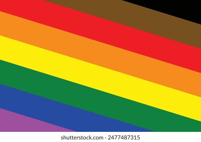 LGBT flag, Philadelphia Pride Flag, rainbow color love symbol, pride month in June, vector illustration. 