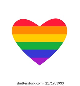 Bandera LGBT. Icono vectorial de día de orgullo. Concepto de amor arcoiris. Derechos humanos y tolerancia. Gays LGBT y lesbianas orgullo simbolizan el corazón. Plantilla de icono. Ilustración vectorial aislada en fondo blanco.