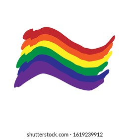 LGBT flag rainbow hand-drawn artistic grunge brush strokes isolated on white background vector illustration