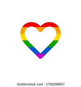 Lgbt bandera arco iris forma vectorial del corazón. Símbolo de orgullo.