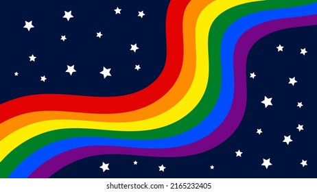 LGBT flag rainbow on a blue background and white stars ,vector illustration