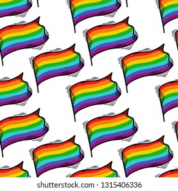 lgbt flag seamless doodle pattern