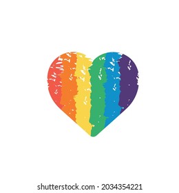 LGBT flag in the shape of a heart. Vector