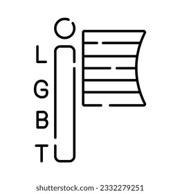 Lgbt flag sign, vector black line icon