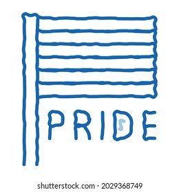 lgbt flag sketch icon vector. Hand drawn blue doodle line art lgbt flag sign. isolated symbol illustration