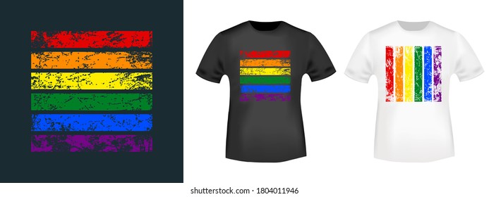 Tipografía de la bandera LGBT para estampado de camisetas, aplicación de tee, lemas de moda, insignia, ropa de marca, jeans y ropa informal. Ilustración vectorial.