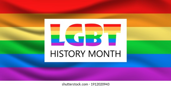 LGBT flag vector banner, poster, web on the white background. Background are painted in LGBT pride rainbow colors. Illustration for history month is celebrated.