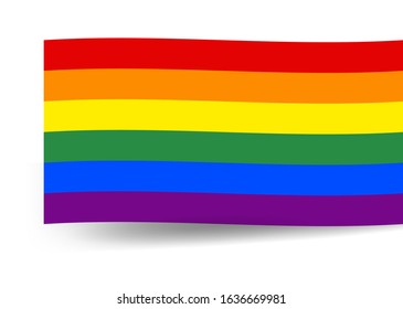 LGBT flag vector icon, rainbow colored sign with shadow. Label simple design illustration isolated on white