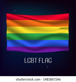 LGBT flag waving with the wind, 3D illustration - Vector